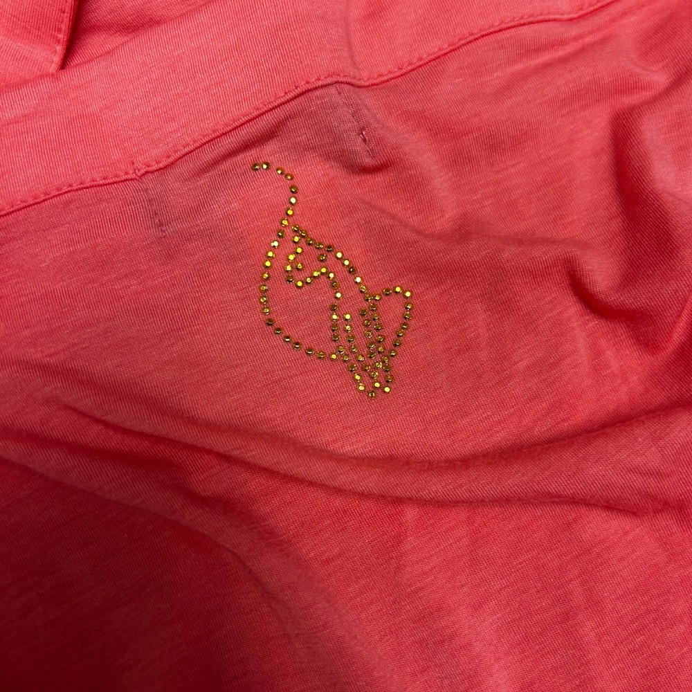 Y2K Baby Phat Coral Pink Ruched Bodycon Dress Studded 2X McBling Clubwear Baddie - Picture 5 of 8